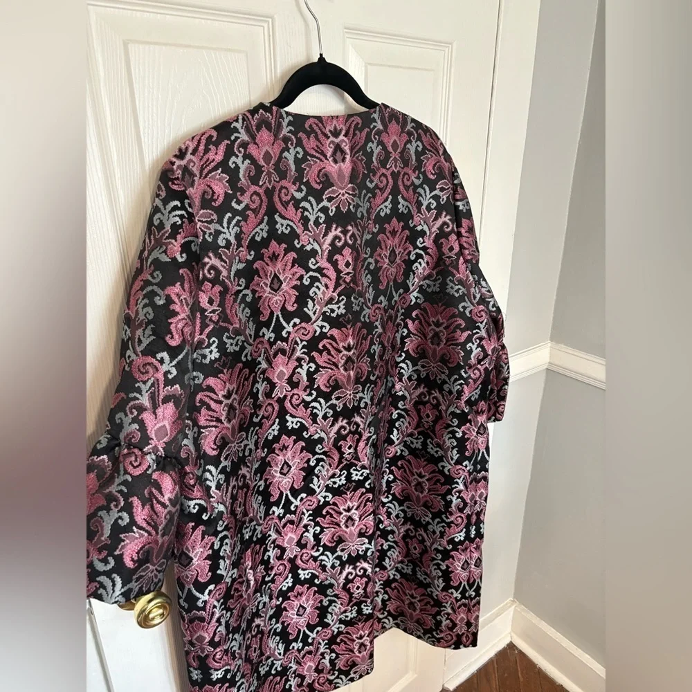 Kate Spade Finer Things Tapestry Jacquard Jacket – Size 14 – Metallic Blue/Pink